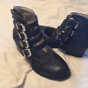 Punk rock buckle booties. Size 7